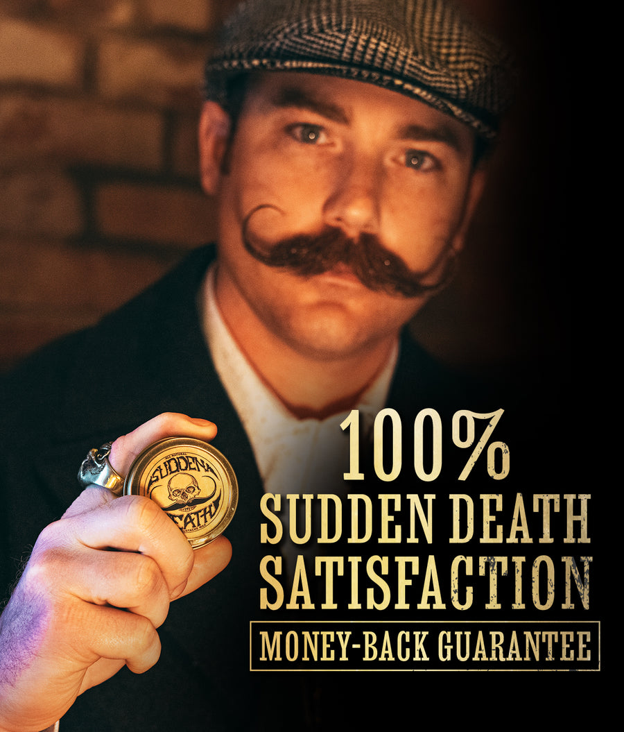 Mustache Wax Combo Kit Death Grip & Sudden Death I Extra Strong & Strong Hold Men's 2 - (1oz) Mustache Wax Tins I For Handlebar Moustache or Beard