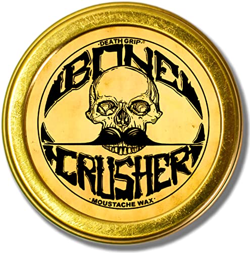 Mustache Wax Extra Strong Hold Grooming For Men - 1oz Bone Crusher Moustache & Beard Wax Tin - Perfect For Handlebar Dali English Curly Mustaches By Death Grip - Heat Source Recommended