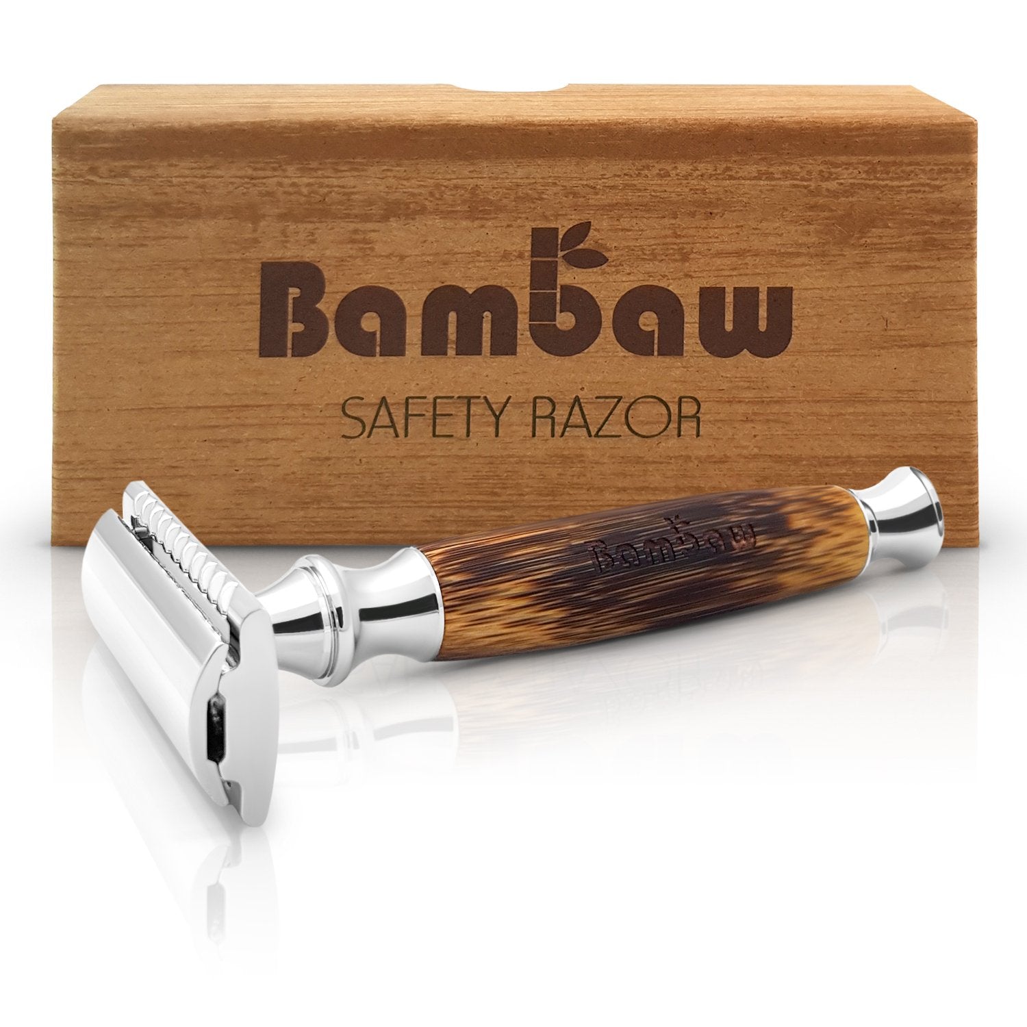 Double Edge Safety Razor with Long Bamboo Handle by Bambaw