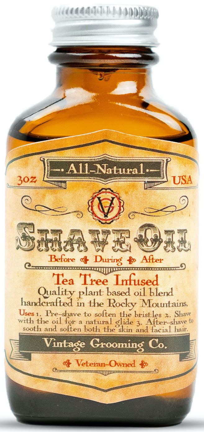 Vintage All-Natural Shave Oil, Tea Tree (3oz)